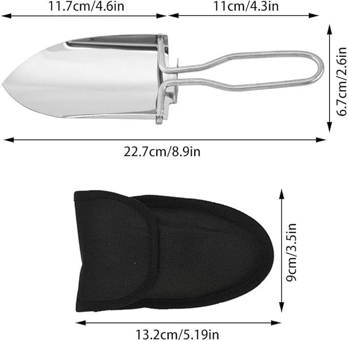 Kaxich 2Pcs Portable Folding Shovel Mini Camping Entrenching Shovels Multi-Function Spade with Storage Bag for Outdoor Backpacking Gardening Camping Hiking