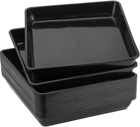 JOIKIT 15 PCS 11.4 x 11.4 x 1.5 Inch Square Plant Saucer, Plastic Plant Saucer Drip Tray, Square Flower Pot Tray for Indoors and Outdoor Plant Pots, Black