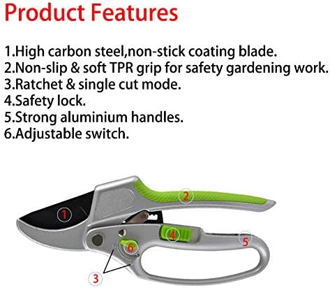GARDEN GURU 2 in 1 Ratchet Pruning Shears Clippers – 4X Cutting Power – Ratcheting Garden Anvil Pruners Scissors - Makes Tough Cuts Easy - Great for Seniors & Arthritic Hands - 1 Case (50 Pcs)