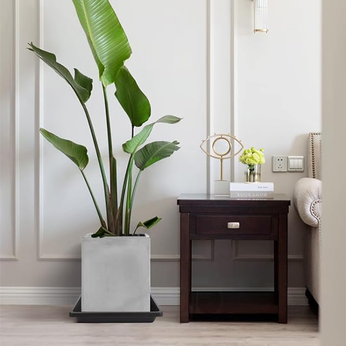 Square Plant Saucer 8 Inch 2 Pack 6 10 12 14 16 18 20 inch, Saucers for Potted Plants and Water Catcher Tray, Plant Drip Trays and Flower Pot Saucers, Plant Saucers for Indoors and Outdoors