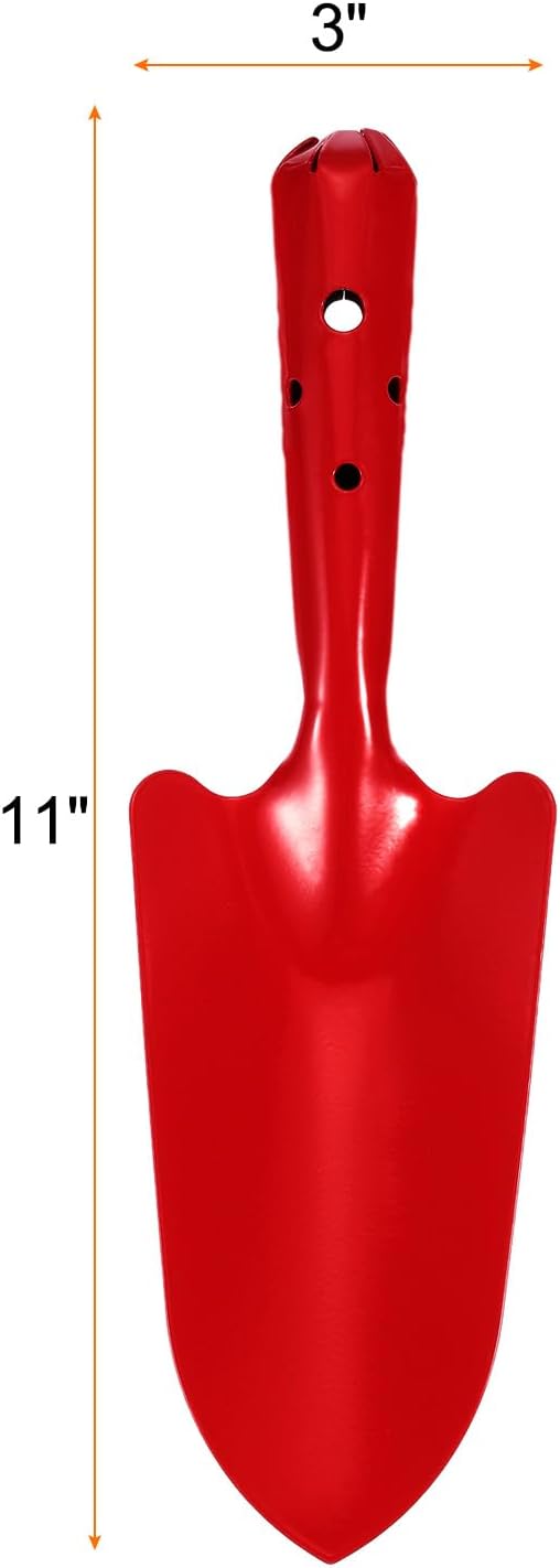 HARFINGTON 4pcs Mini Colorful Metal Hand Shovel 11" x 3" Digging Trowel Set Transplanting Garden Tools for Flower Soil Digging Planting Weeding Transplanting Garden, Red