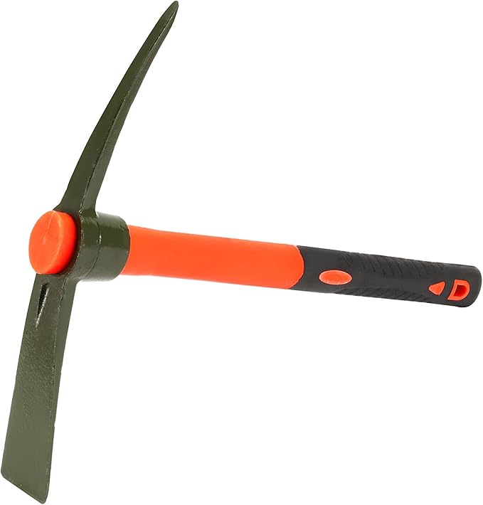 15 Inch Pick Mattock Hoe, 1.5Lbs Forged Adze Pick with Fiberglass Handle, Weeding Mattock Hoe Garden Pickaxe for Loosening, and Cultivating Vegetable Gardens or Flower Beds