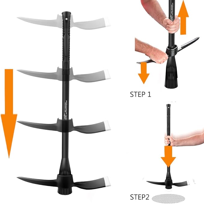 glorousamc Forged Adze Pick, Weeding Mattock Hoe Pick Mattock with Fiberglass Handle, Garden Pick, Great for Loosening Soil, Archaeological Projects (5LB-with 36" Fiberglass Handle)