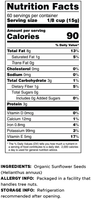 Terrasoul Superfoods Organic Hulled Sunflower Seeds, 2 Pounds