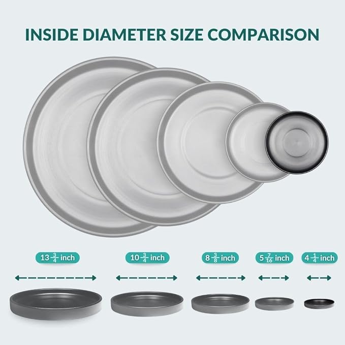 Willowy Heavy Duty Ceramic 4 Inch Plant Saucer in Black - Pack of 4 - Scratch-Resistant Drainage Trays for Pots 4.25" at the Base or Less - Small Plant Saucers, Plant Drip Trays for Plants