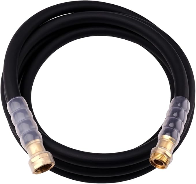 Leader Garden Hose 15ft x 5/8", 300PSI Working, 1000PSI Burst, Heavy Duty Short Water Hose, Hot/Cold Water, Five Layered Braiding for Durability (Black)