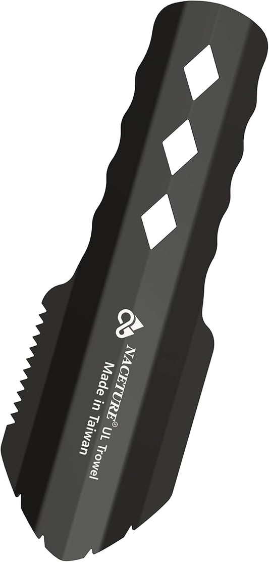 NACETURE Ultralight Backpacking Trowel Aluminum Shovel Small Potty Multitool with Longer Handle Design Essential for Hiking, Camping and Survival Bags(Black 1 Pack)