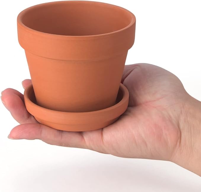 17 Pack 4" Terracotta Planter Pots with Saucer - Clay Ceramic Cactus & Succulent Flower Nursery Garden Pots (4")