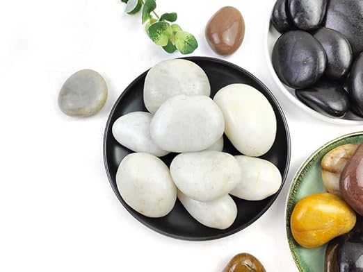 5LB White River Rocks - 2-3 inch High Polished Decorative Pebbles, Stones for Landscaping, Natural River Rocks for Outdoor Décor, Plants,Vase Filler,Fish Tank