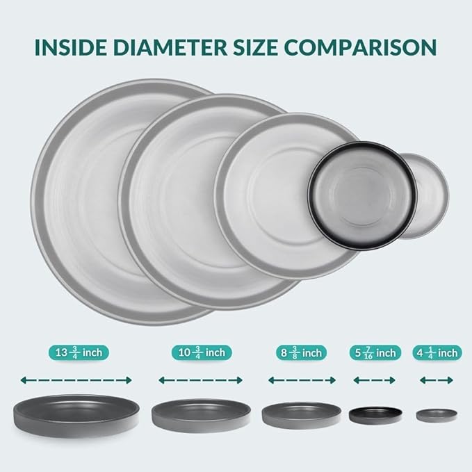 Willowy Heavy Duty Ceramic 6 Inch Plant Saucer - Pack of 2 - Scratch-Resistant Plant Plate for Pots less than 5.4" at the Base, Plants Saucers for Indoors, Plant Drip Trays, Black Ceramic Tray