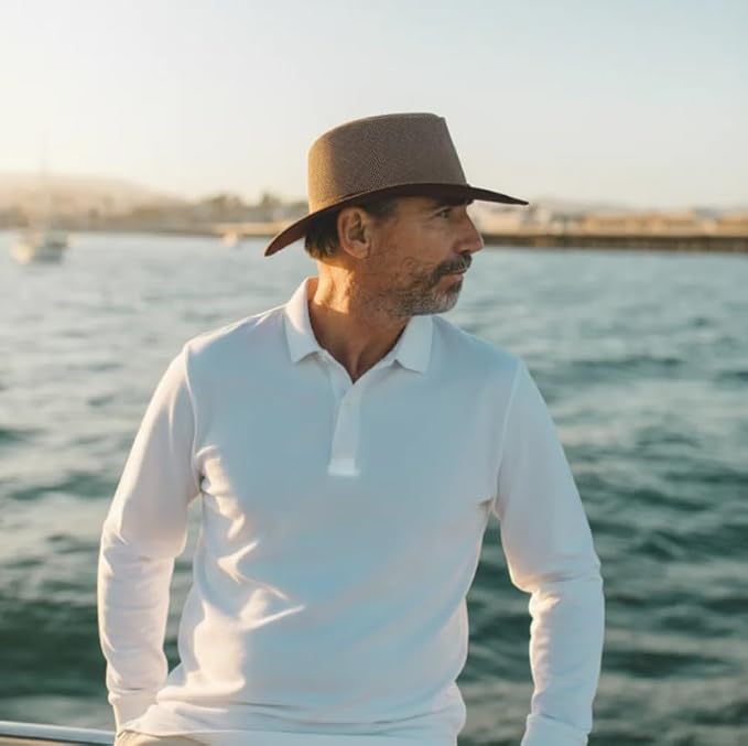 American Hat Makers Cabana Wide Brim Sun Hat | Handcrafted, Breathable, UPF 50 & Water-Resistant | Perfect for Outdoors