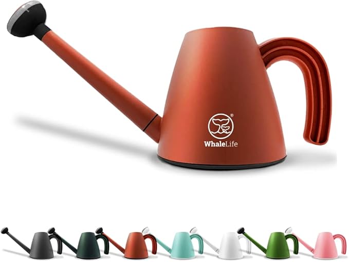 WhaleLife Indoor Watering Can for House Bonsai Plants (2.0L, Terra-Cotta Red)