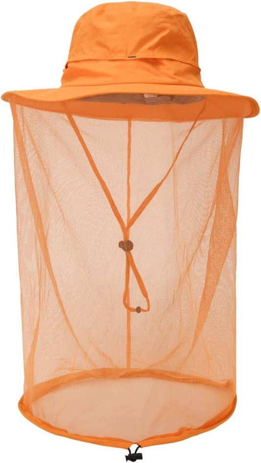 Fishing Hat Sun Protection Hat Mosquito Head Net for Outdoors Bucket Hat with Hidden Net Mesh