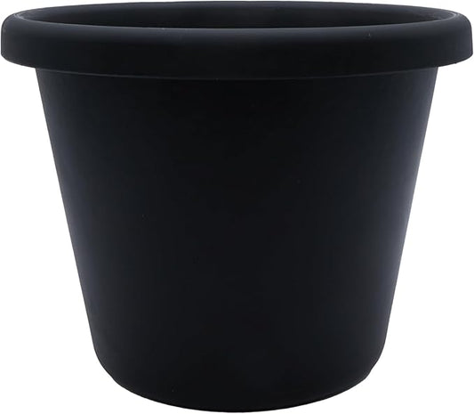 The HC Companies Classic Round Plastic Plant Pot w/Rolled Rim - Lightweight & UV Resistant Flower Pot for Herbs & More - Outdoor & Indoor Plant Pots w/Drainage (14 inch Black, Pack of 1)