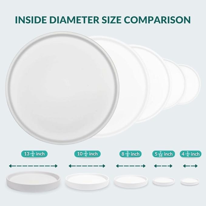 Willowy Matte White Ceramic Pot Saucer - Drainage Tray for 12, 13, 14, 15 Inch Planters + More Sizes