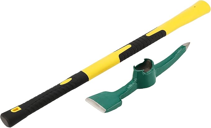 MOUYAT 23 Inch Large Pick Mattock Hoe, Garden Pick Axe Forged Steel Weeding Mattock Hoe Tool with Fiberglass Handle for Loosening Soil, Prospecting, Cultivating