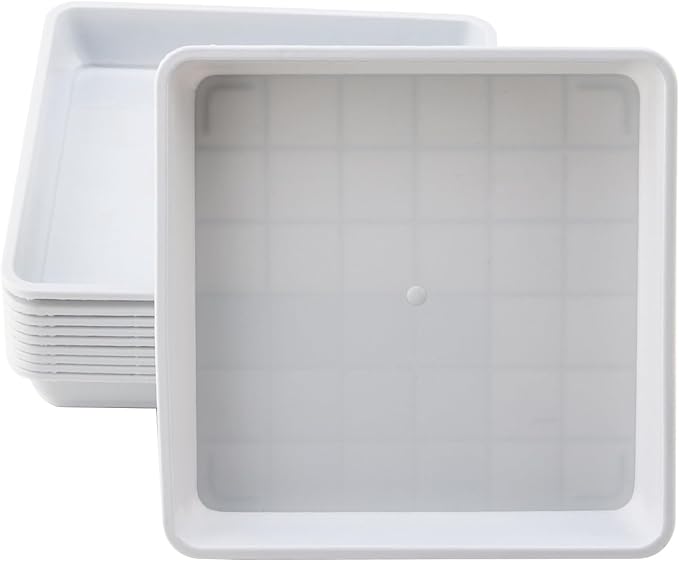 JOIKIT 10 PCS 10 x 10 Inch Square Plant Saucer, Plastic Plant Saucer Drip Tray, Square Flower Pot Tray for Indoors and Outdoor Plant Pots, 1.38 Inch Deep, White