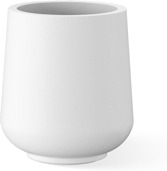 Kante 11.6" Dia Round Concrete Planter, Outdoor Indoor Large Plant Pots Containers with Drainage Hole and Rubber Plug for Home Garden Patio, Pure White