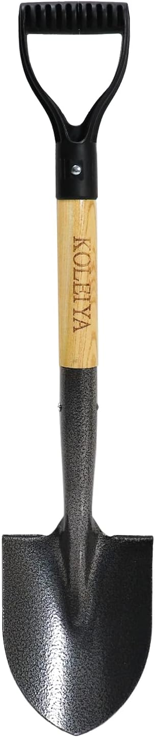 Small Short Handle Shovel - 28 Inches Overall Length - Kids Metal Sand Shovel for Digging and Gardening - Metal + Wooden