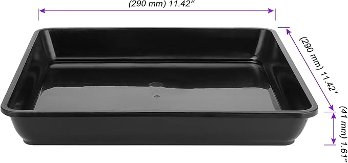 JOIKIT 15 PCS 11.4 x 11.4 x 1.5 Inch Square Plant Saucer, Plastic Plant Saucer Drip Tray, Square Flower Pot Tray for Indoors and Outdoor Plant Pots, Black