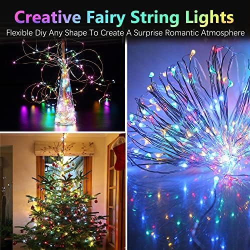 4 Pack 60 LED Christmas Fairy Lights Battery Operated with Timer, 20FT Waterproof Twinkle Lights Indoor Outdoor, String Lights for Bedroom, Wedding, DIY, Centerpiece, Christmas Decorations(Multicolor)