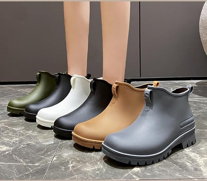 Women's Short Rain Boots Non-slip Wear-Resistant Short Boots Outdoor Work Garden Boots Fashionable Waterproof Ankle Rain Boots