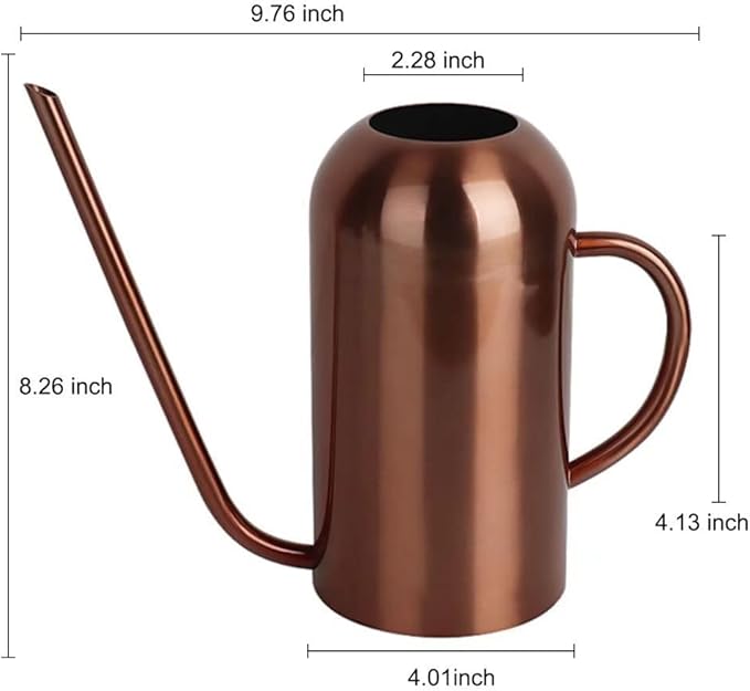 Watering Can Indoor Plants, 50 oz/1500 ml Metal Stainless Steel Watering Can Pot with Long Spout for Indoor House Plants Bonsai Outdoor Garden Flower Decorative(Copper) (Copper)