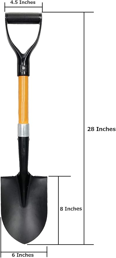 Ashman Short Handle Digging Shovel (1 Pack) - 27-inch Kids Beach & Garden Shovel with Sturdy Blade, D-Handle Gardening Tool