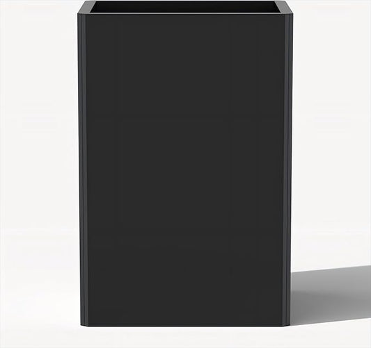 24" Tall Planter for Outdoor Plants, Modern Large Outdoor Galvanized Steel Flower Pots, Front Porch Decor, Garden Pots, Black Planters for Indoor/Outdoor, Patio, Balcony