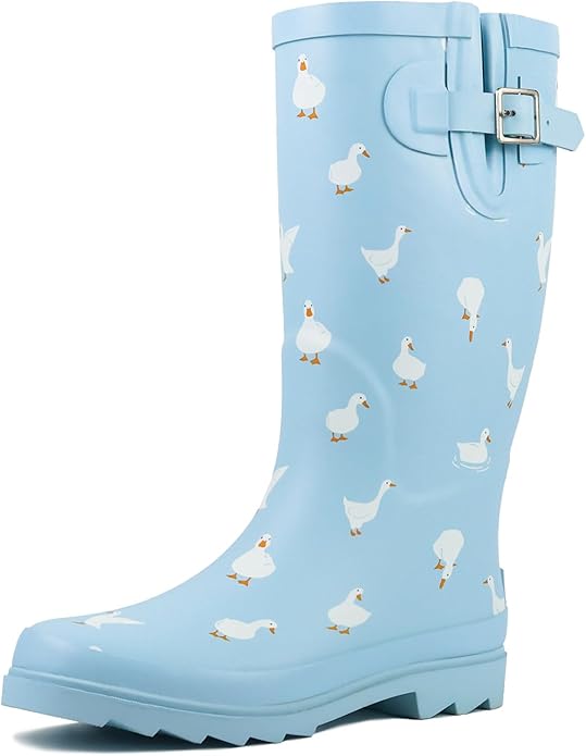 landchief Rain Boots for Women, Waterproof Ladies Tall Knee High Rubber boots,Comfort Garden Boots Anti-Slip Mid Heel Women Rain Shoes Outdoor