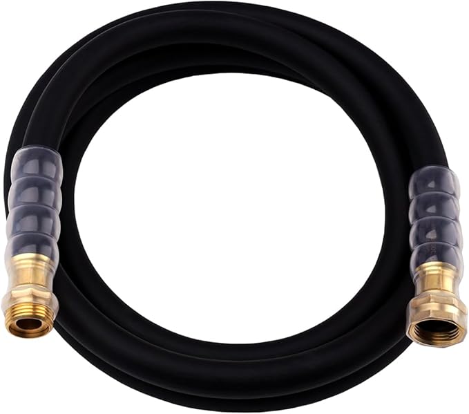 Leader Garden Hose 10ft x 5/8", 300PSI Working, 1000PSI Burst, Heavy Duty Short Water Hose, Hot/Cold Water, Five Layered Braiding for Durability (Black)