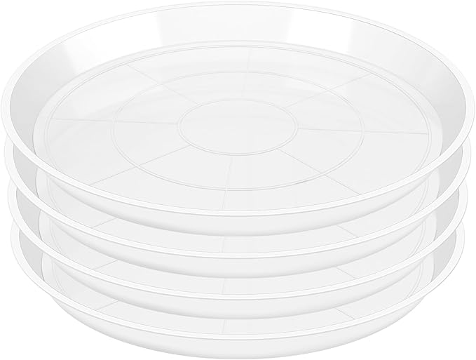 4 Pack Clear Plant Saucer 4 6 8 10 12 14 16 18 20 22 Inch Plant Trays for Pots, Plastic Extra Large Planter Saucers for Outdoors Indoors, Drip Catcher Water Tray for Plants (16 Inch)