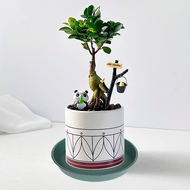 6 Pack Plastic Plant Saucer Planter Water Drip Tray, 4 5 6 7 8 9 10 11 12 inch, Heavy Sturdy Tray for Indoors Outdoor Plants, Flower Pot Saucers for Pots Base (4", Green)