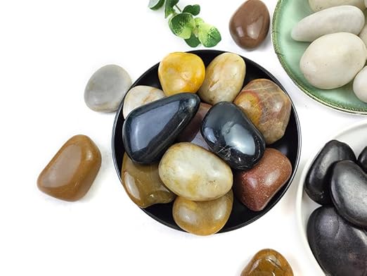 10LB Mixed Color River Rocks - 2-3 inch High Polished Decorative Pebbles, Stones for Landscaping, Natural River Rocks for Outdoor Décor, Plants,Vase Filler,Fish Tank
