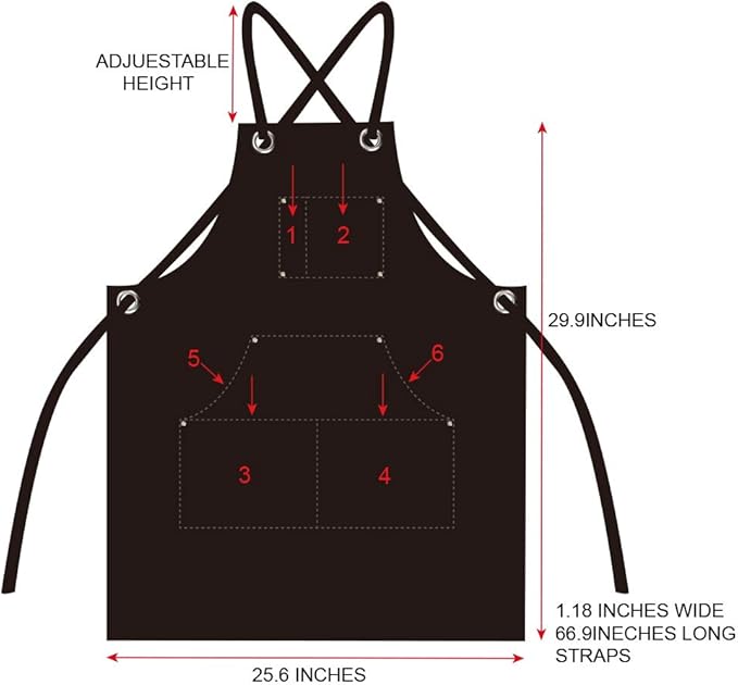 16 Oz Canvas Apron for Men - Black Heavy Duty Work Apron for Carpenters,Woodworkers,Blacksmith,BBQ,Workshop(2 Pack)