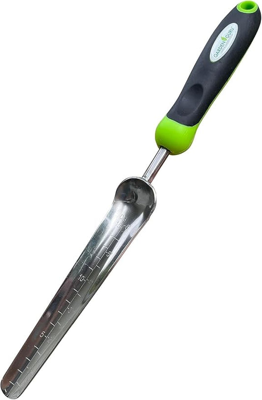 Garden Guru Seed Planting Shovel Trowel Transplanter Widger – Stainless Steel – Rust Resistant - Ergonomic Handle – Perfect Hand Dibber Seedling Bulb Planter Tool for Gardening Planting Transplanting