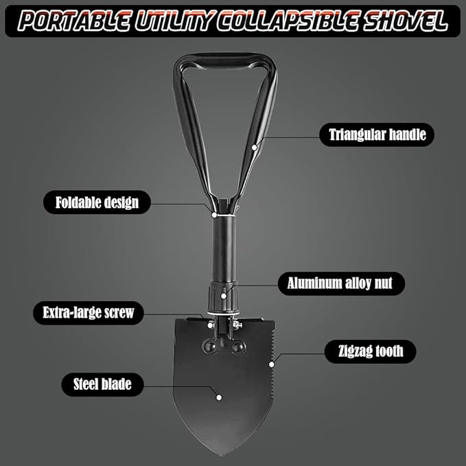 Digging Shovel, 18.5'' Lightweight Camping Shovel Portable High Carbon Steel Folding Mini Trowels for Outdoor Camping Backpacking Hiking Car Emergency Home Garden