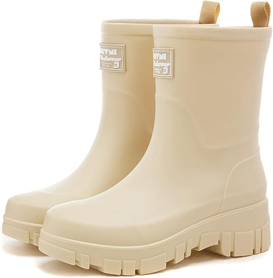 Nutropa Waterproof Mid Calf Women Rain Boots Lightweight Comfortable Wide Calf Garden Shoes