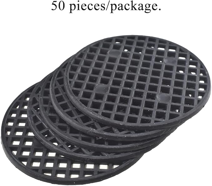 HAHIYO 50PCs 2.2Inch/5.5Cm Black Round PP Plastic Flower Pot Hole Mesh Pad Bottom Grid Mat Bonsai Drainage mesh Hole Screens Gasket Prevent Soil Loss Breathable Gasket Drainage Netting for Bonsai