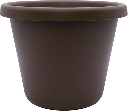 8.5 inch Round Classic Planter - Plastic Plant Pot for Indoor Outdoor Plants Flowers Herbs, Chocolate