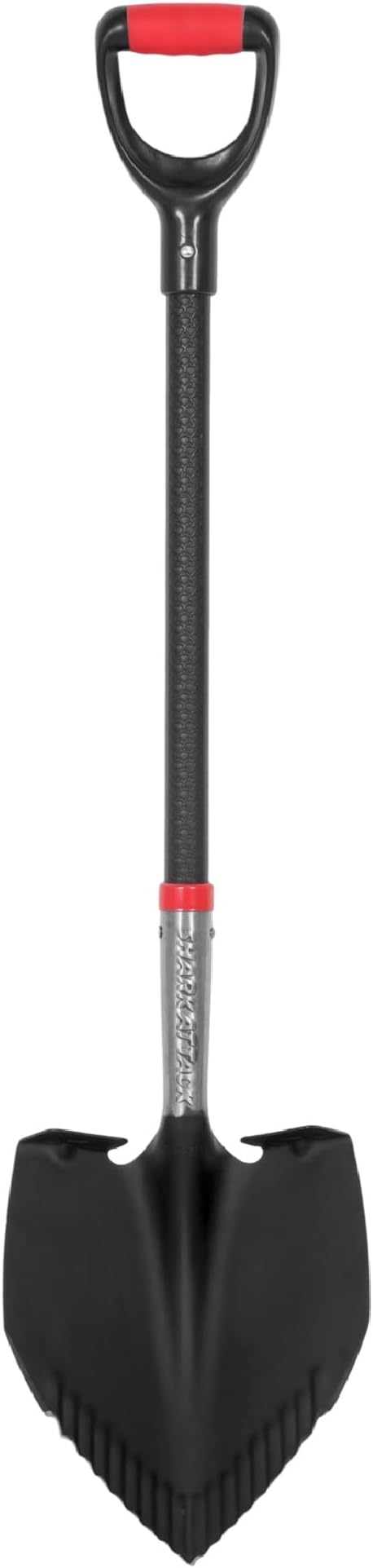 SHARK ATTACK Heavy Duty Garden Shovel 43.3 inch with D-Grip Handle, 6.3'' Serrated Steel Blade for Digging and Landscaping, Beach Shovel, Car Snow Shovel