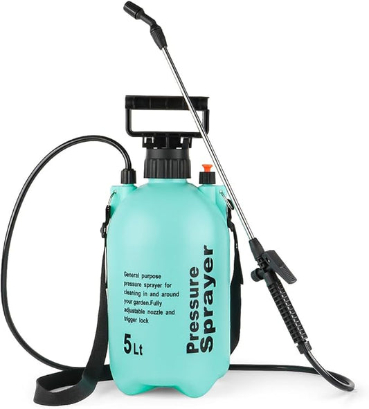 BTPLASTIK 1.32 Gallon Garden Pump Sprayer, 5L Pump Pressure Sprayer Bottle with Adjustable Nozzle, Pressurized Water Spray in Lawn and Garden, Water Sprayer for Plants, Spraying Plants, Weed Sprayer