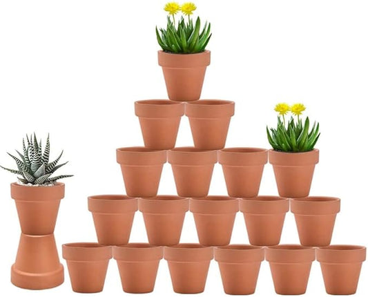 vensovo 3 Inch Terra Cotta & Terracotta Pots with Drainage - 20 Pack Clay Flowerpots, Succulent Nursery Planter Great for Plants, Crafts, Wedding Favor