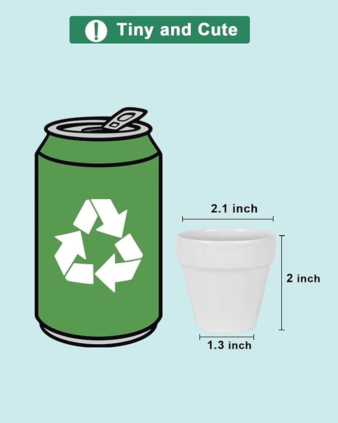 vensovo 48 Pcs 2" Tiny Ceramic Plant Pots with Drainage Hole - White Small Mini Ceramic Pottery Planter Ideal for Indoor/Outdoor Plants, Crafts, Wedding Favors