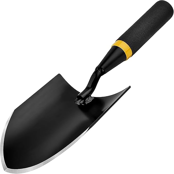 Garden Hand Trowel Set, Carbon Steel with Rubber Grip, Heavy Duty for Digging and Planting, Black, 2-Pack