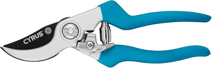 CYRUS Pruning Shears for Gardening 8" Pruners Trimming Scissors Non Stick Coating Blade with High Rebound Spring Effortless Pruning Scissors Widely Used for Gardening, Hydrology, Grow Tents