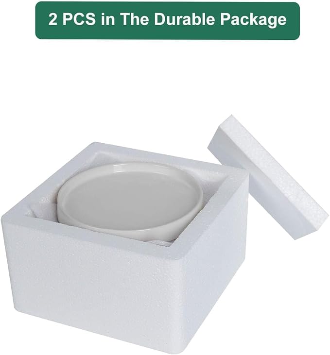 vensovo 7 Inch White Ceramic Plant Saucer Pots Tray -2 Pcs Round Planter Saucers for Indoor & Outdoor Plants, Large Trays Perfect for 5 Inch 6Inch Flower Pot