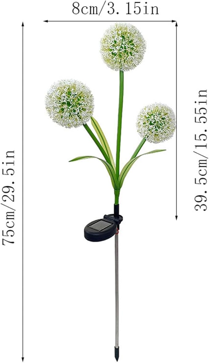 Garden Solar Lights Flowers, Automatic Lighting At Night, Waterproof Garden Decor for Yard Patio Pathway Lawn, Gardening Gifts for Women, Christmas Decoration, 3 flowers (Dandelion - Purple glow, 1)