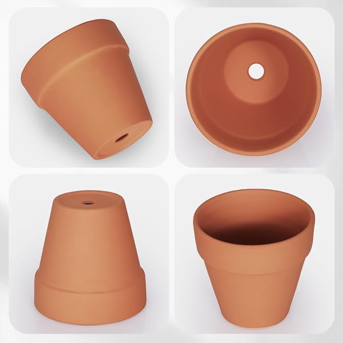 4 inch Terracotta Clay Pots, 24 Pack Clay Flower Pots with Drainage, Great for Plants, DIY, Crafts, Wedding