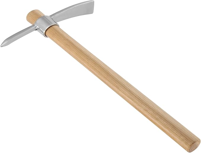 2 Pack 16 Inch Garden Pick Axe, Stainless Steel Hoe with Hardwood Handle, Pick Mattock Hoe, Mattock Cutter for Weeding, Digging, Landscaping, Loosening Soil